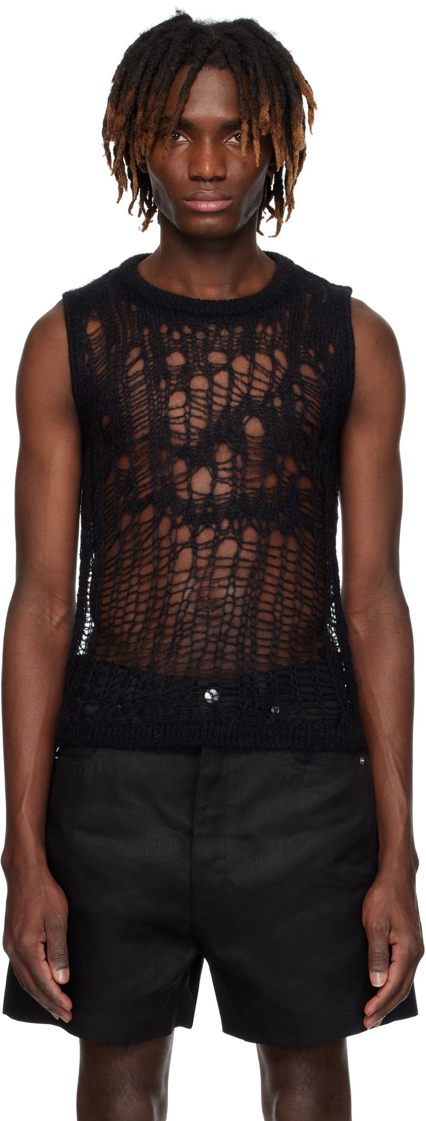 Džemper Rick Owens Rick Owens Hollywood Spider Sleeveless Sweater Crna | RU01E5605 KNETMH