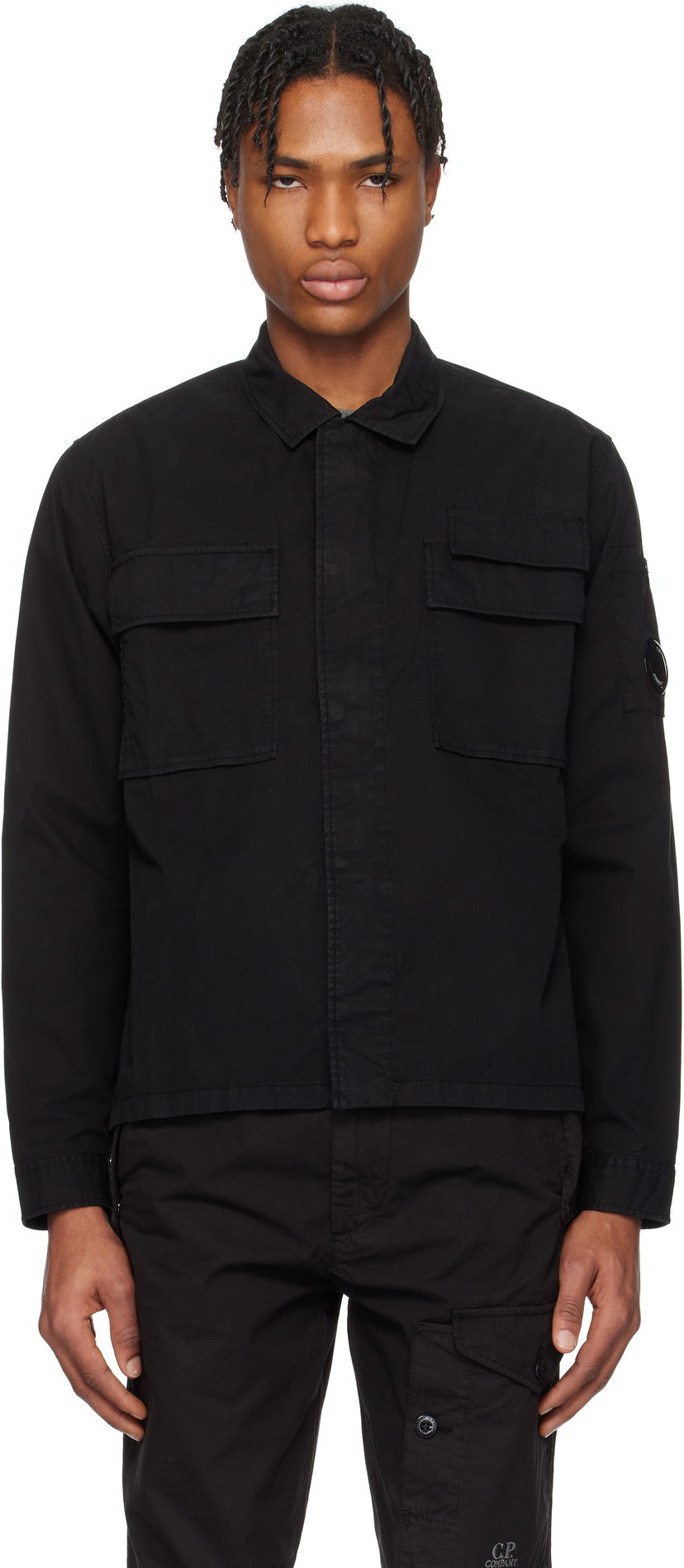 Košulja C.P. Company C.P. Company Organic Gabardine Utility Lens Shirt Crna | 18CMSH128A-110143G