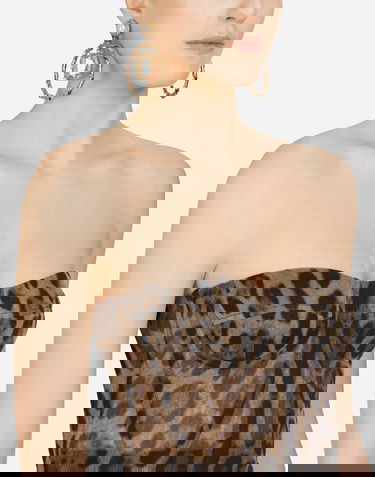 Crop top Dolce & Gabbana Leopard-print Tulle Bustier Višebojno | F73V4TFSEGZHY13M, 3