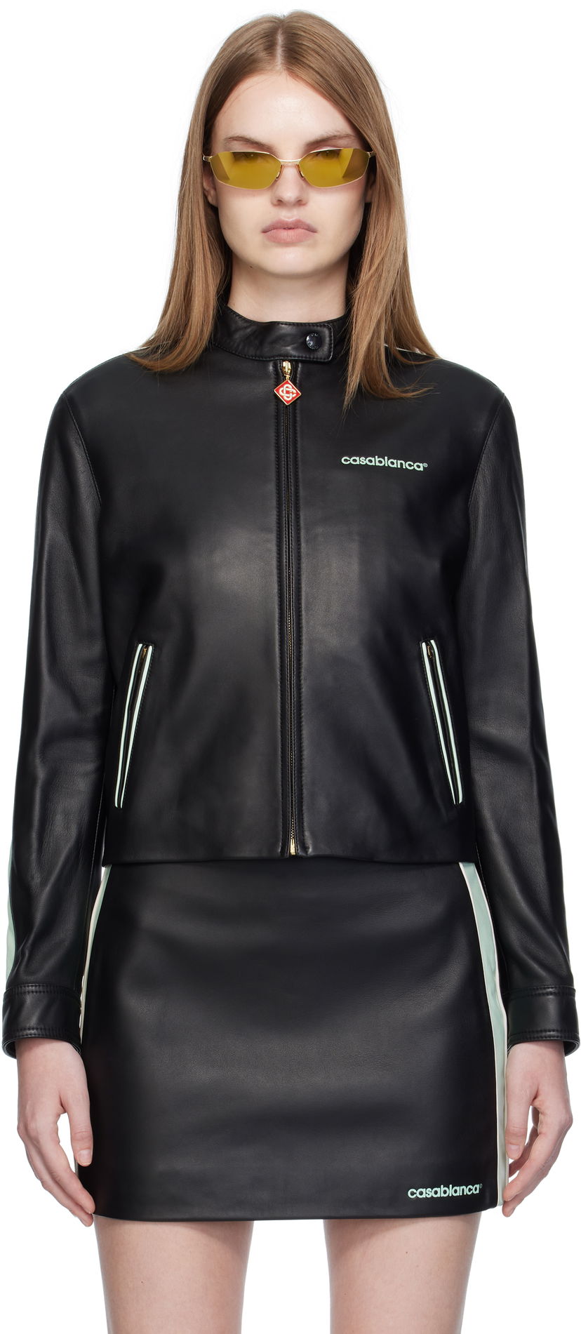 Jakna Casablanca Casablanca Leather Racer Jacket Crna | WPF25-JK-400-01