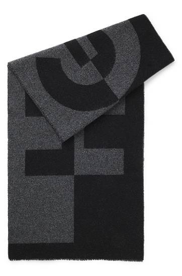 Šal BOSS Wool-blend scarf with stacked logos Višebojno | 50524767