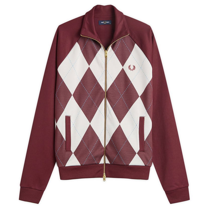 Jakna Fred Perry Fred Perry Argyle Track Jacket, Size Large Tamnocrvena | J1319-597