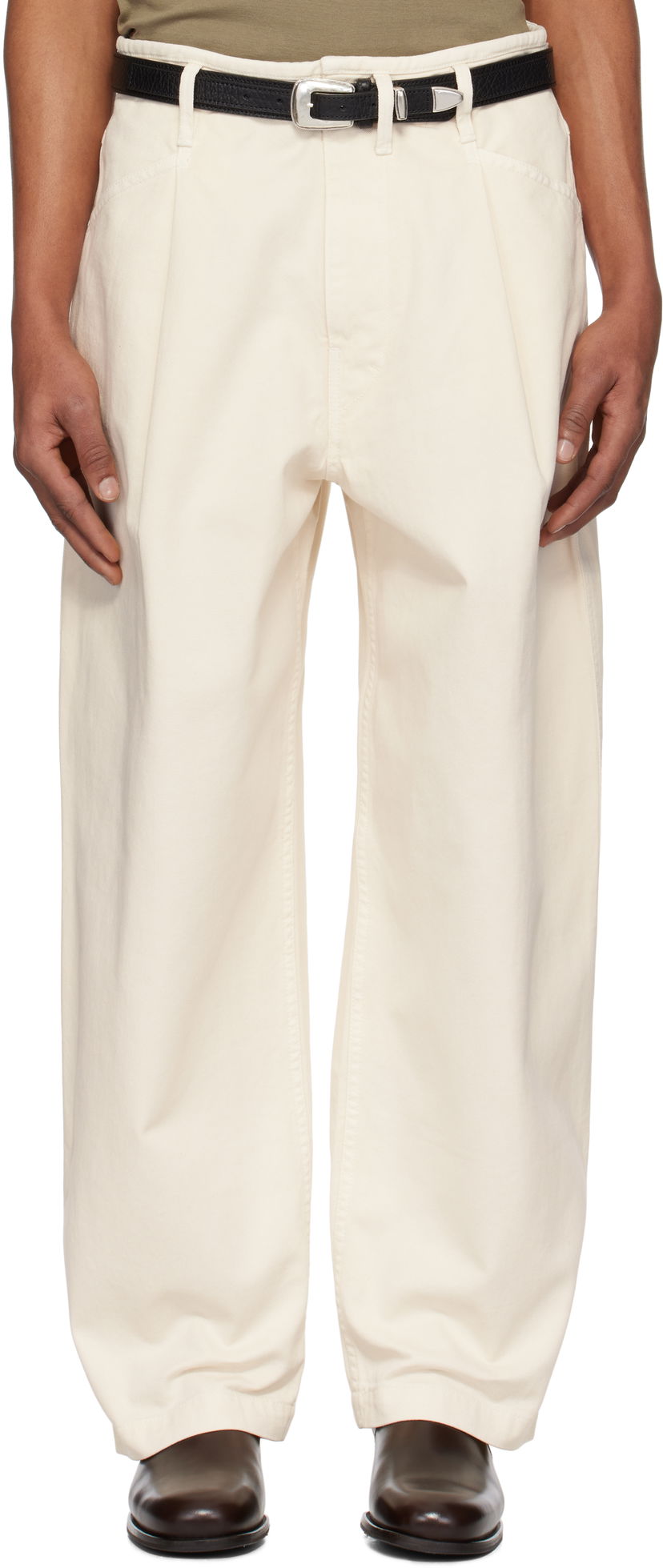 Hlače LEMAIRE Lemaire Pleated Workwear Pants Bijela | PA1201 LD1034