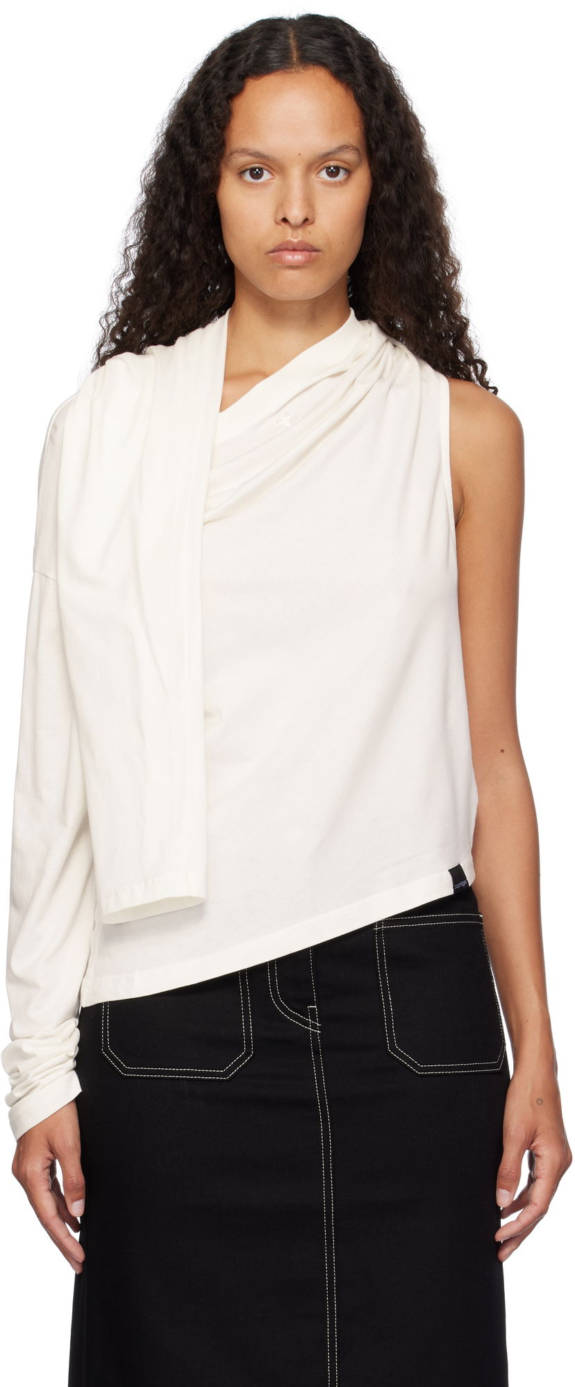 Majica bez rukava Courrèges Courrèges Asymmetric Off Shoulder T-Shirt Bijela | 424JTS154JS0175