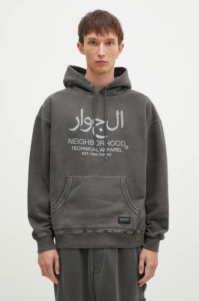 Dukserice Neighborhood Pigment Dyed Graphic Print Hoodie Siva | 242UNNH.CSM02
