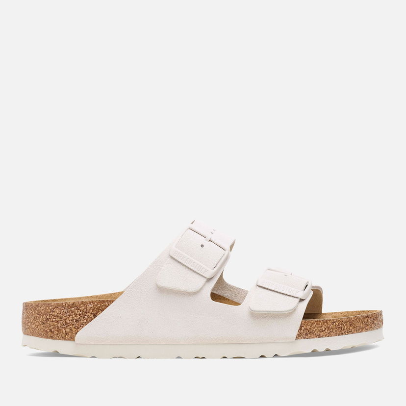 Tenisice i cipele Birkenstock Men's Arizona Slim Fit Suede Double Strap Sandals - Antique White Bež | 1026817