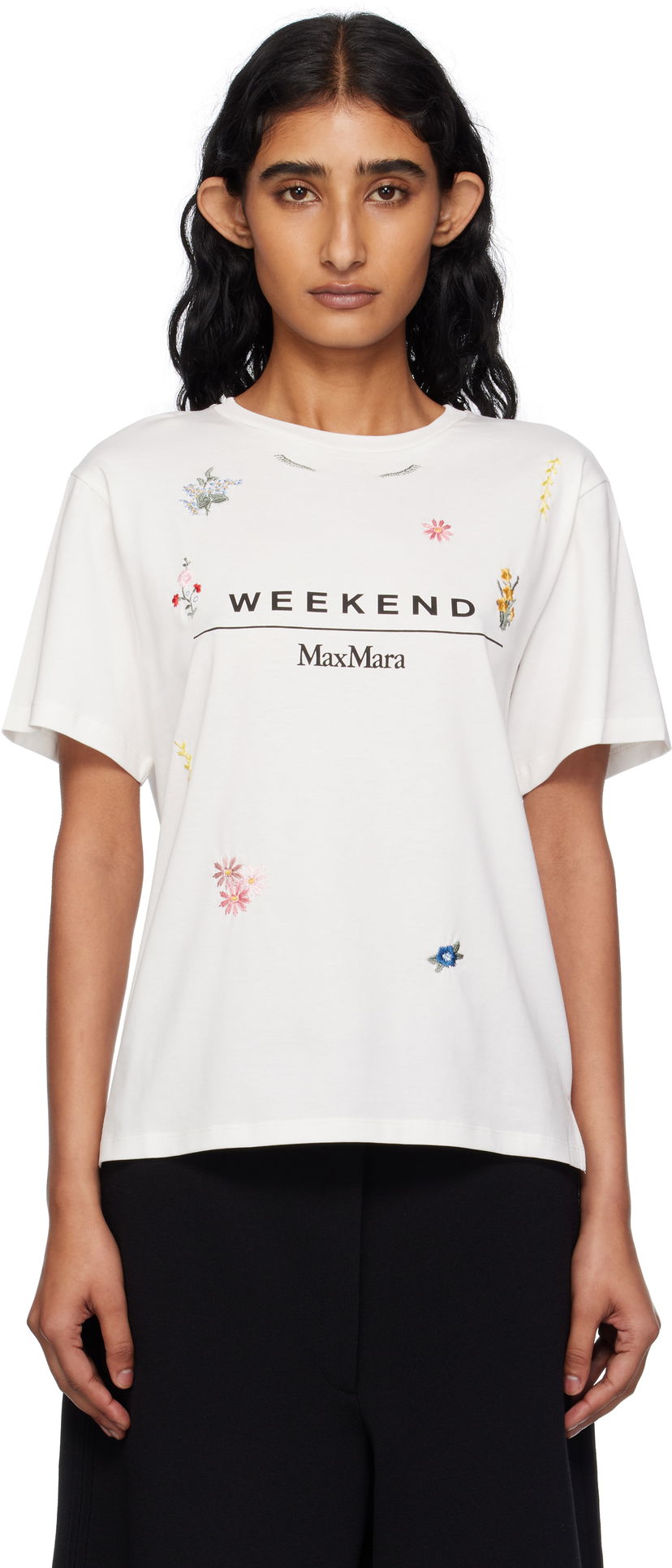 Majica kratkih rukava Max Mara Weekend Max Mara Olga Floral Embroidered T-Shirt Bijela | 2515971042600