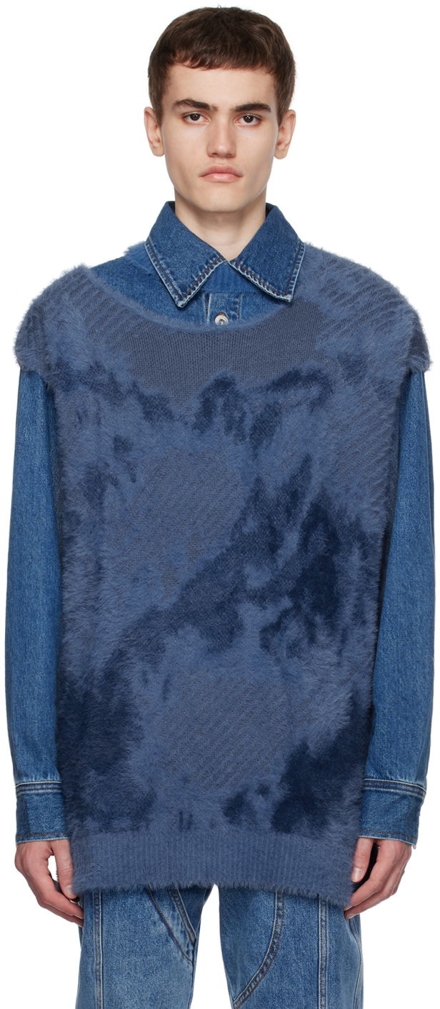 Džemper Feng Chen Wang Feng Chen Wang Landscape Painting Vest and Denim Jacket Set Plava | FUF16KT03