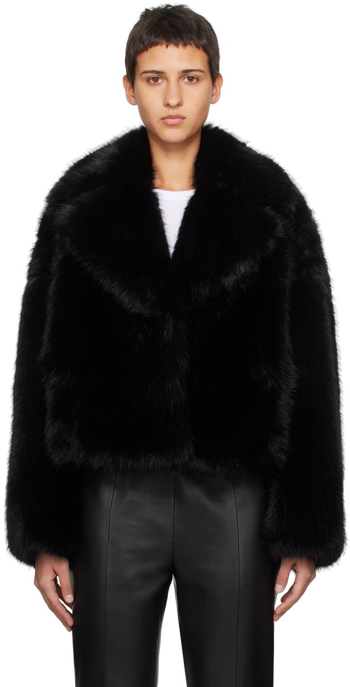Jakna STAND STUDIO Samara Faux-Fur Cropped Jacket Crna | 61701-9055