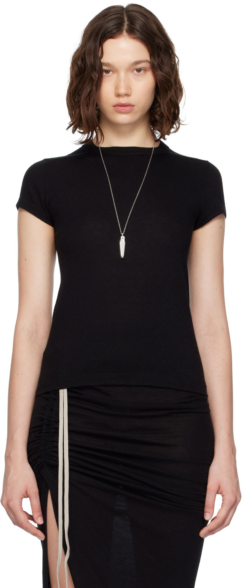 Crop top Rick Owens Rick Owens Concordians Rainino Cropped T-Shirt Crna | RP02E4235 JR