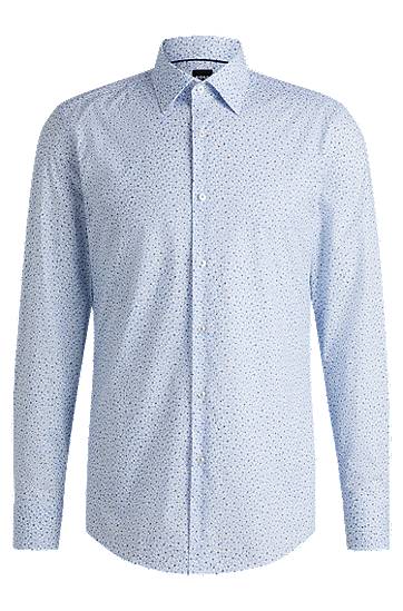 Košulja BOSS Slim Fit Stretch Cotton Poplin Printed Shirt Plava | 50533021
