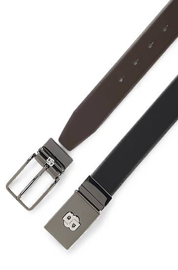 Pojasevi BOSS Reversible Italian leather belt with metallic buckle Crna | 50553335, 1