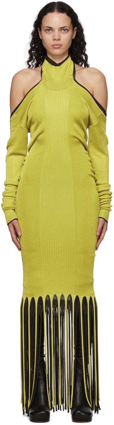 Haljina Bottega Veneta Twist Viscose Fringe Dress Zelena | 638198 V07S0