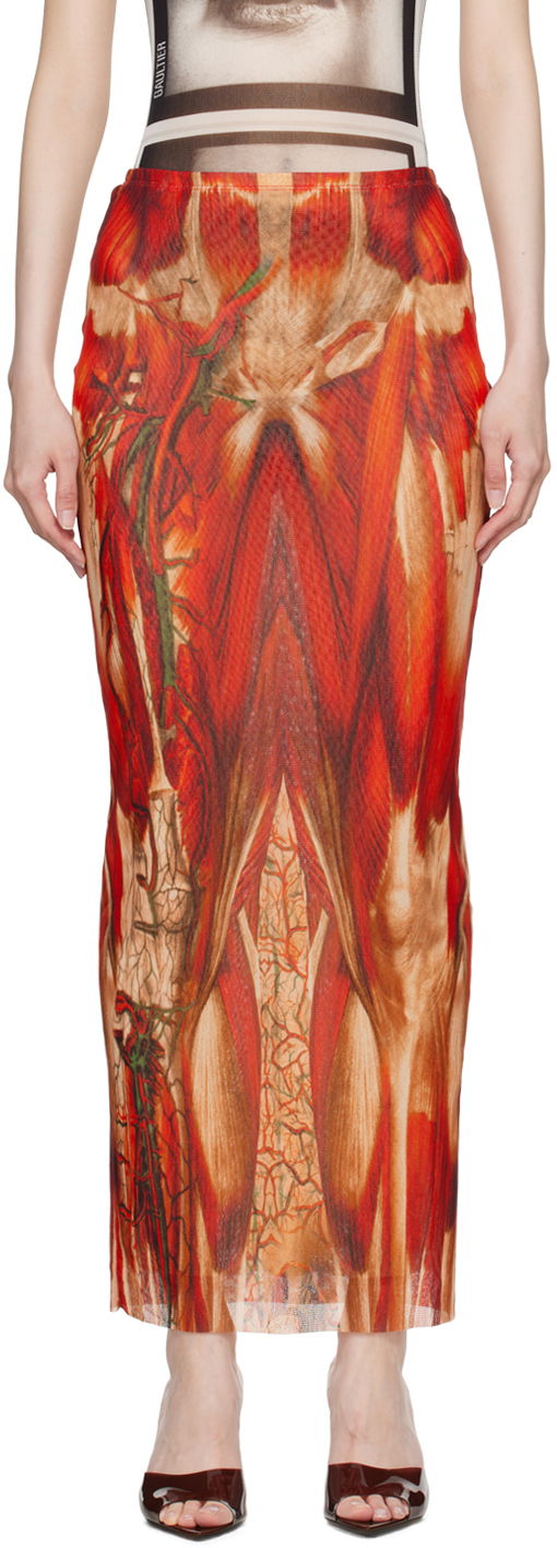 Suknja Jean Paul Gaultier Jean Paul Gaultier 'The Écorché' Maxi Skirt Crvena | 24/30-F-JU124-T554-301540