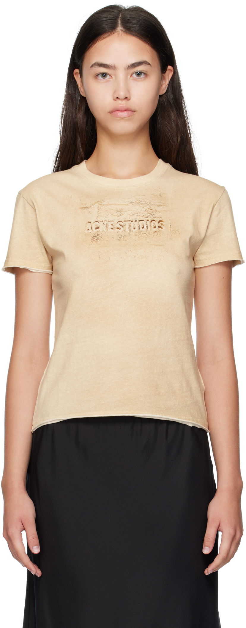 Majica kratkih rukava Acne Studios Acne Studios Logo Print T-Shirt Bež | AL0472-