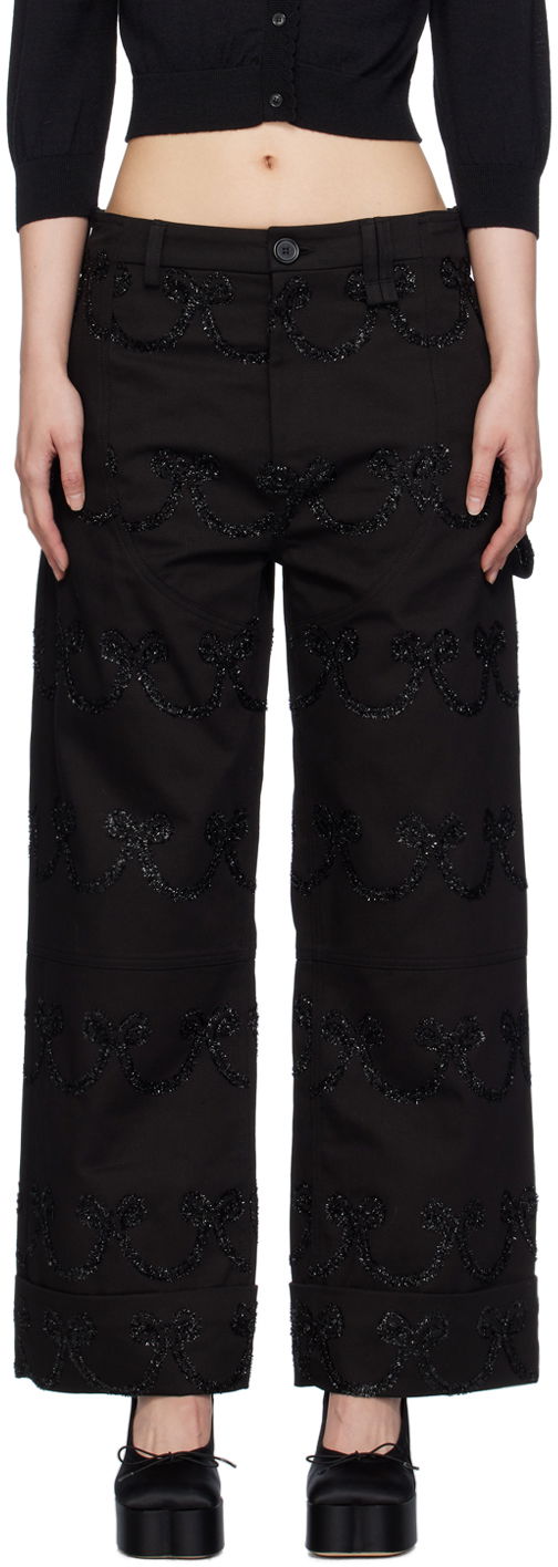 Hlače Simone Rocha Simone Rocha Patterned Wide-Leg Trousers Crna | 4101 1062