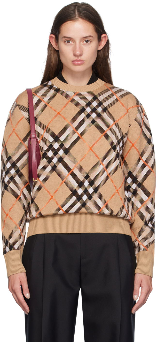 Džemper Burberry Check Sweater Bež | 8093486