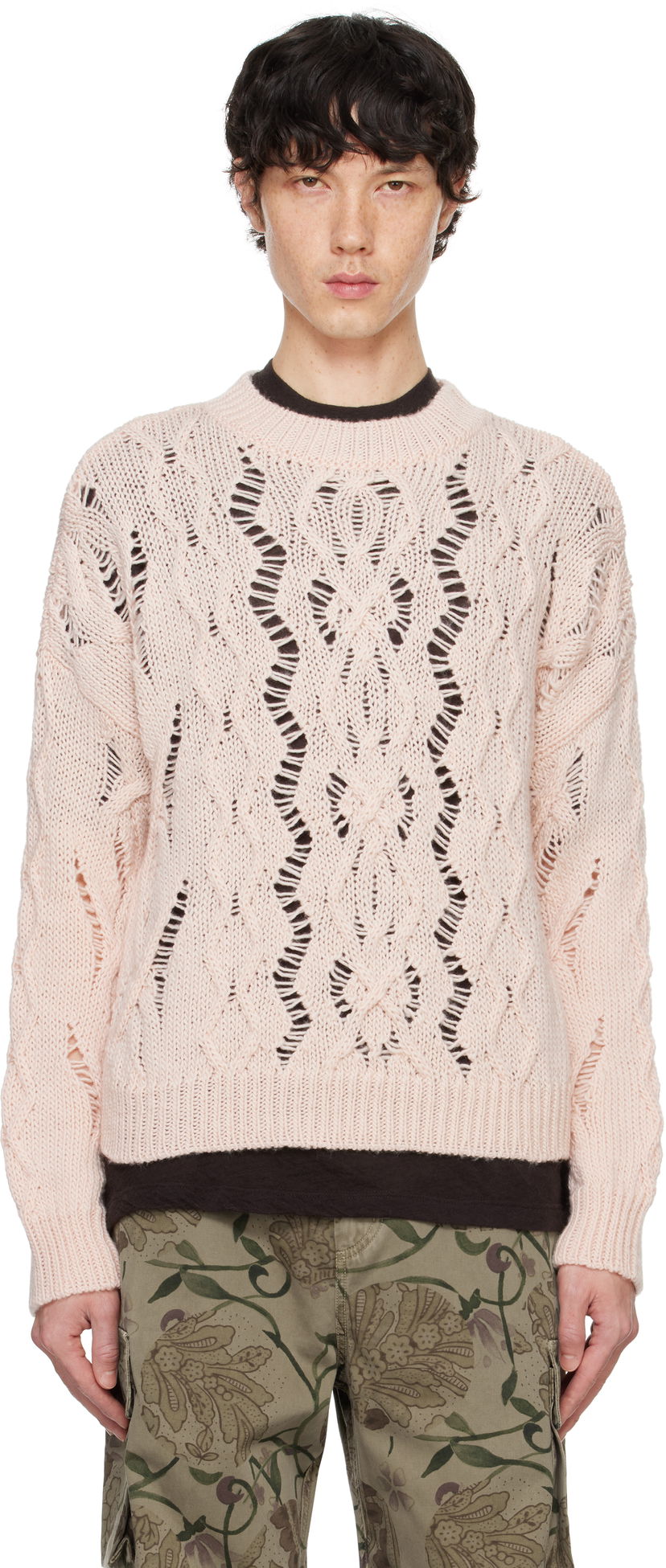 Džemper OUR LEGACY Cable Knit Roundneck Sweater Ružičasta | M4243CSD