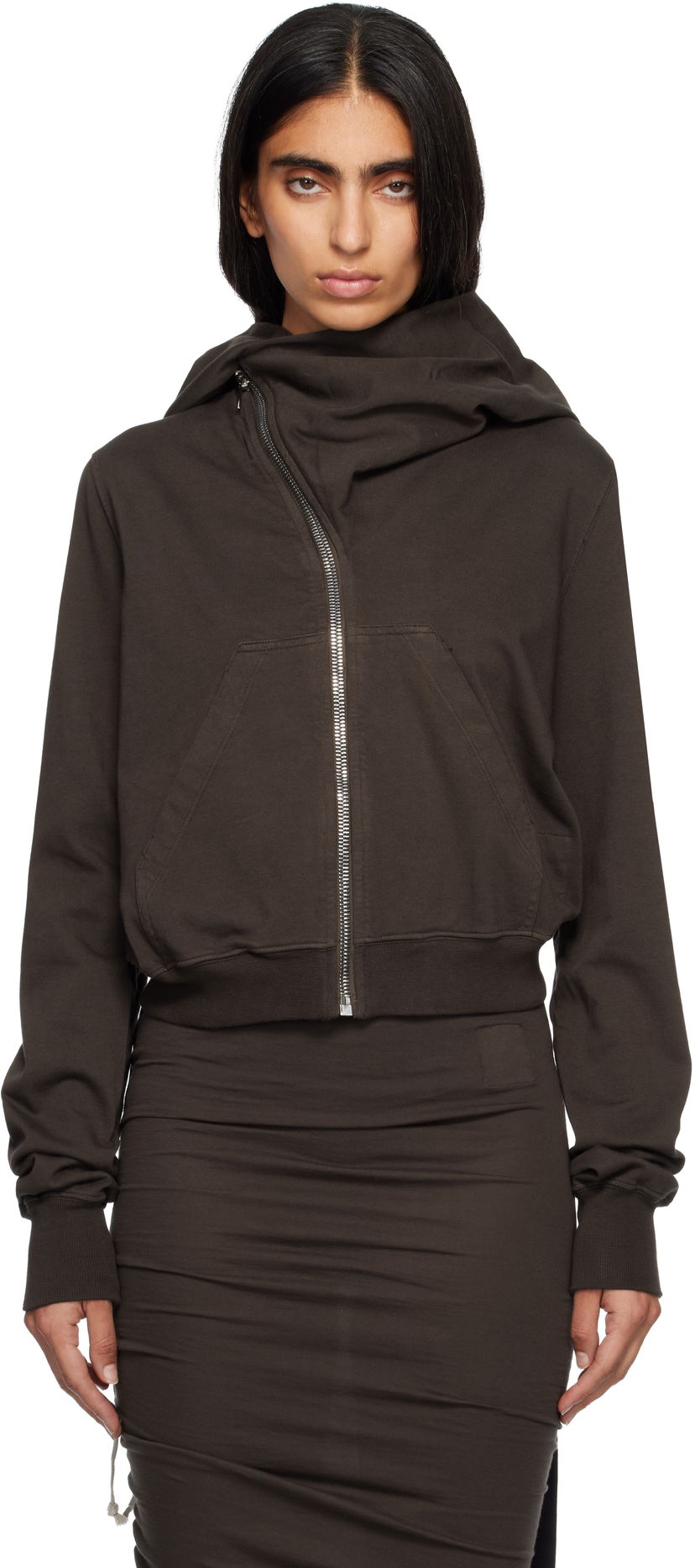 Dukserice Rick Owens Concordians Mountain Asymmetrical Zip Hoodie Smeđa | DS02E7247 RIG
