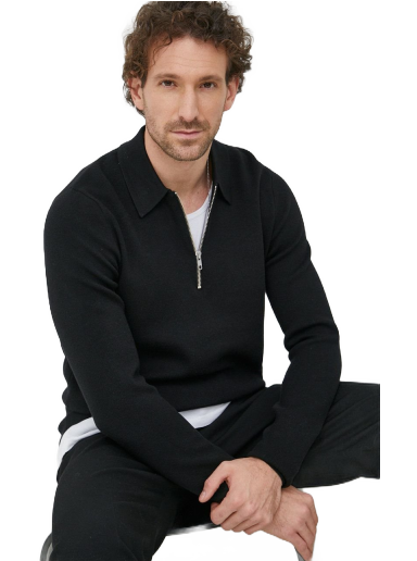 Polo majica Samsoe Samsoe Guna Half Zip Polo Shirt Crna | M22400055
