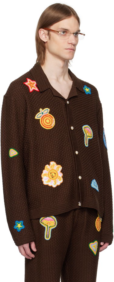 Džemper Casablanca Casablanca Crochet Motif Cardigan Smeđa | MS25-KW-912-01, 1