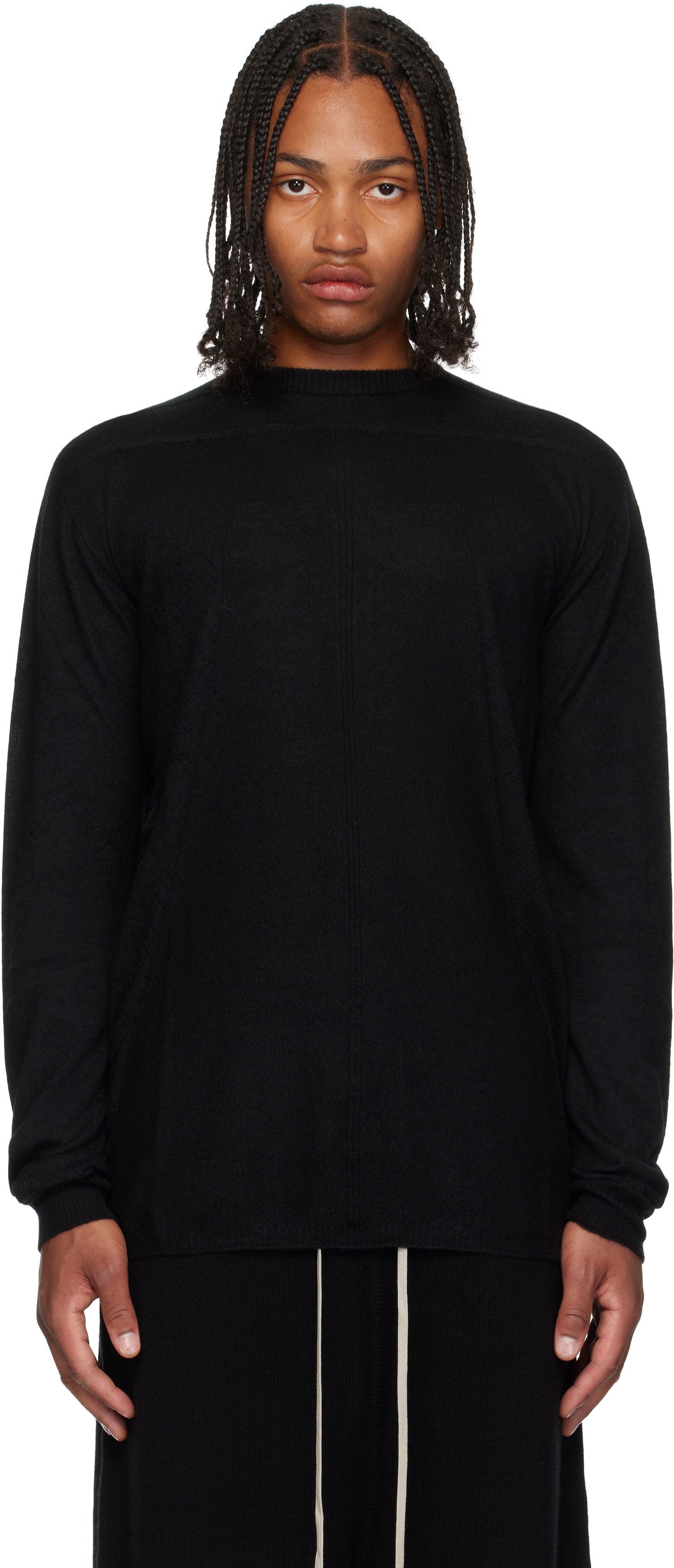 Džemper Rick Owens Rick Owens Concordians Oversized Level Sweater Crna | RU02E1627 WSL, 0