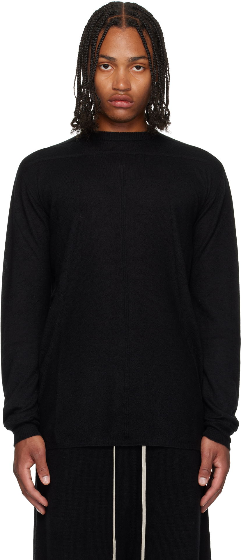 Džemper Rick Owens Rick Owens Concordians Oversized Level Sweater Crna | RU02E1627 WSL