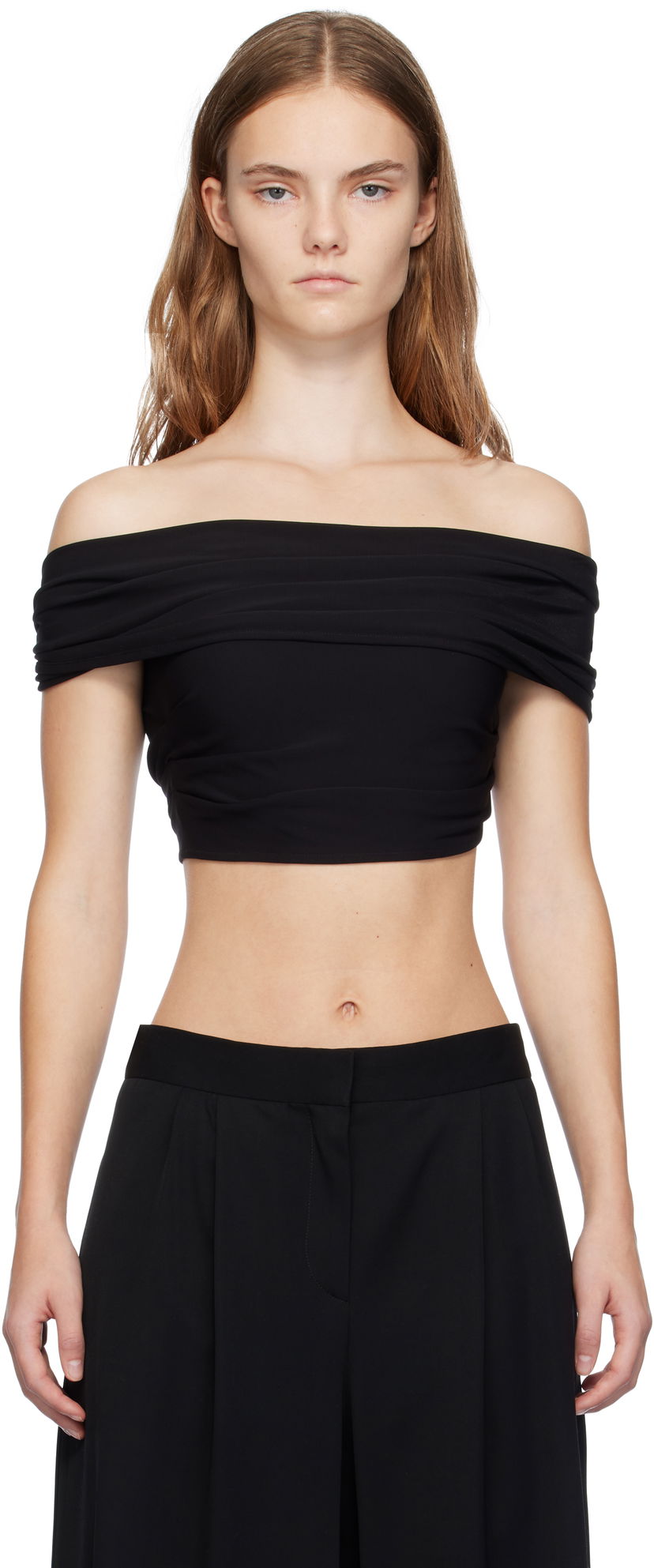 Crop top Casablanca Draped Crop Top T-shirt Crna | WF24-TP-063-01