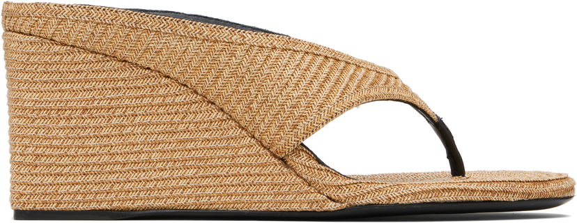 Tenisice i cipele Alaïa ALAÏA Cube Thong Mule Wedge Sandals Bež | AA3M105TK054
