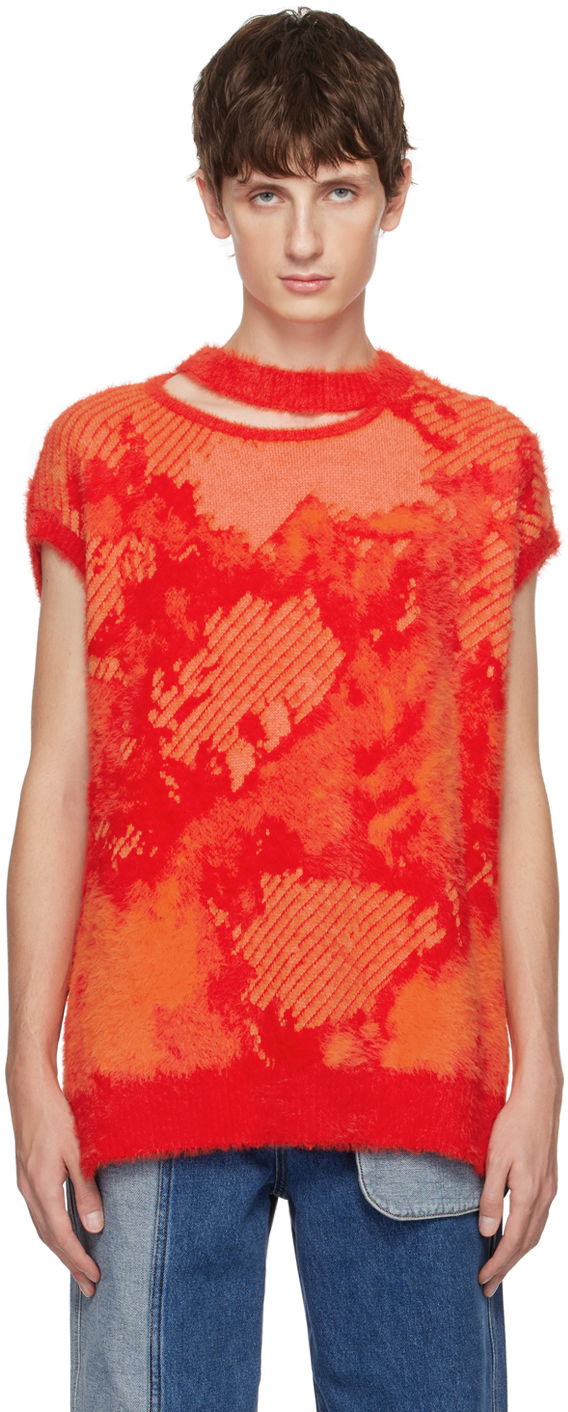 Džemper Feng Chen Wang Feng Chen Wang Landscape Painting Sleeveless Sweater Crvena | FUF16KT14O
