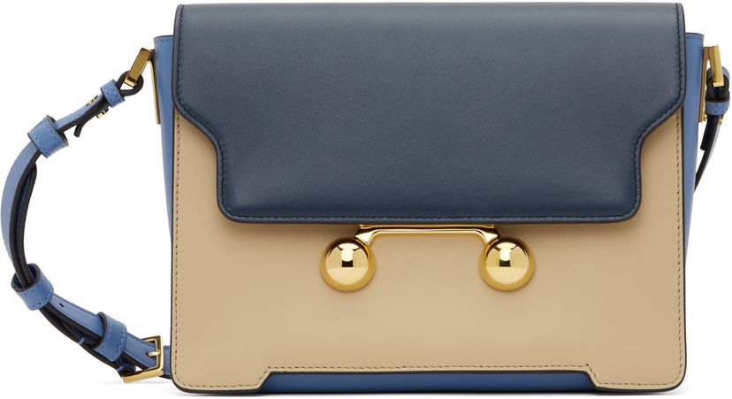 Torba za rame Marni Marni Trunkaroo Medium Leather Shoulder Bag Plava | SBMP0195U1 P6948