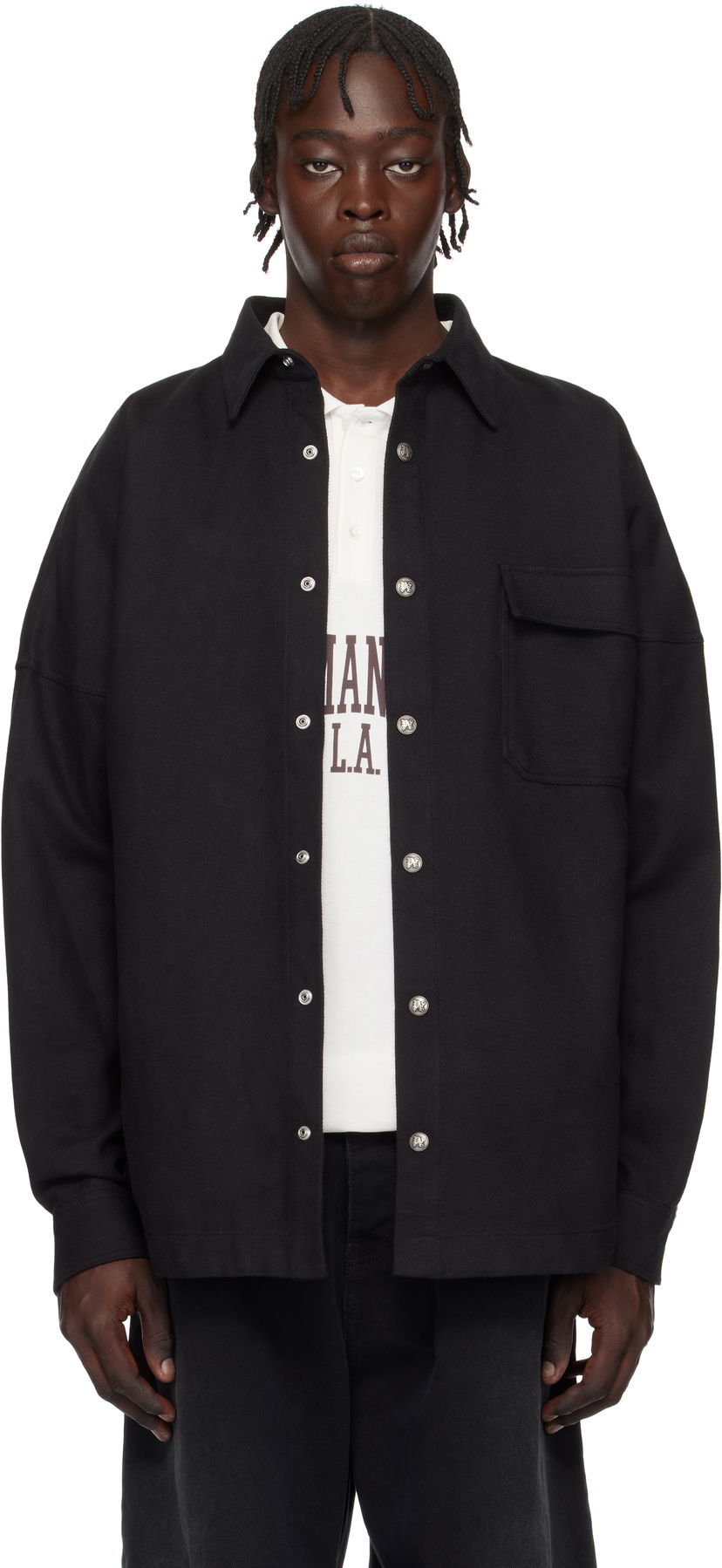 Košulja Palm Angels Classic Logo Overshirt Crna | PMES044S25FAB0011003
