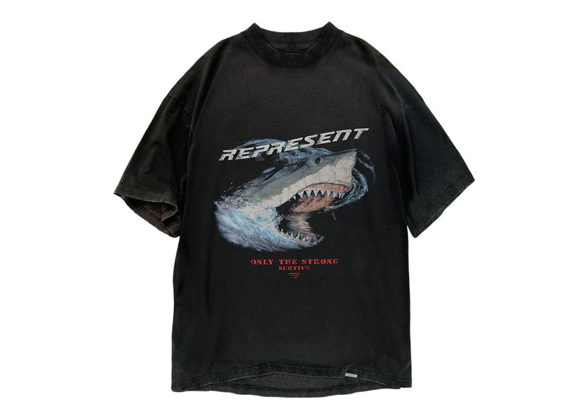 Majica kratkih rukava Represent Clo Represent Only The Strong Survive Shark T-Shirt Vintage Black Crna | M05073-03