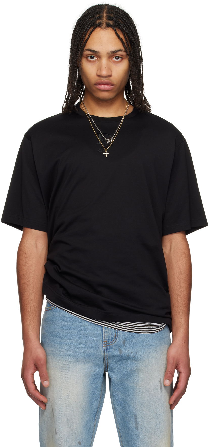 Majica kratkih rukava Dolce & Gabbana Dolce&Gabbana Logo Embroidery T-Shirt Crna | G8PN9ZG7O4E