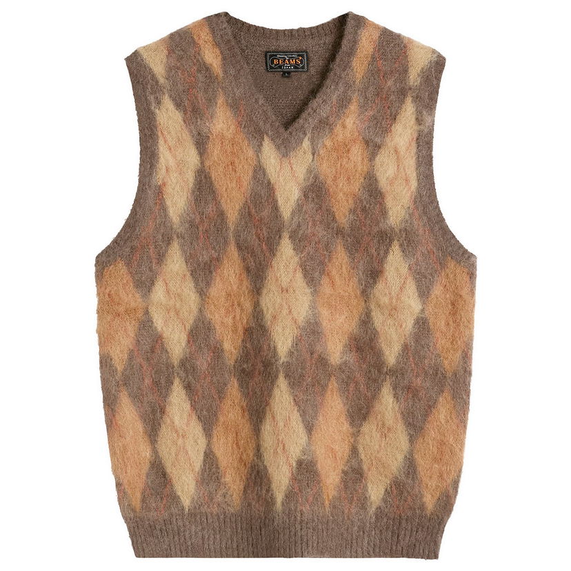 Prsluk BEAMS Mohair Argyle Knit Vest, Size Small Višebojno | 3805-0067-048-28