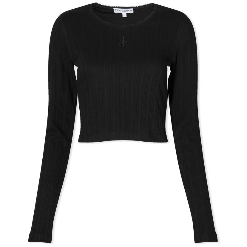 Majica kratkih rukava JW Anderson Cropped Anchor Embroidered Top Crna | JO0211-PG1501-999