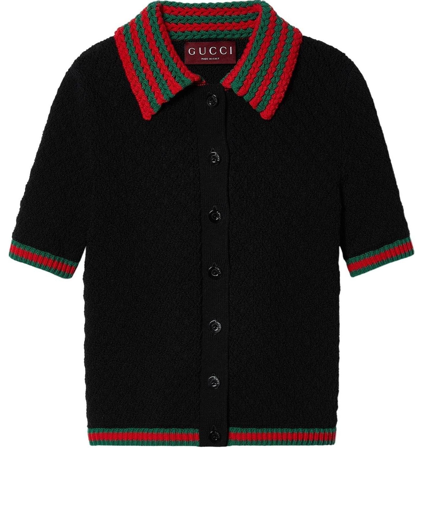 Polo majica Gucci Cotton Polo With Knit Collar Crna | 792042-XKD3C-1152, 0