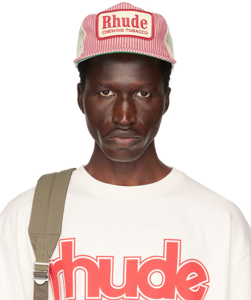 Kapa Rhude Red & Off-White Striped 'Tobacco' Trucker Cap Crvena | RHPF24HA01872