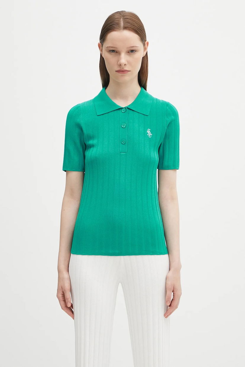Polo majica Sporty & Rich Sporty & Rich SRC Ribbed Polo Shirt Zelena | WS069620302GR37
