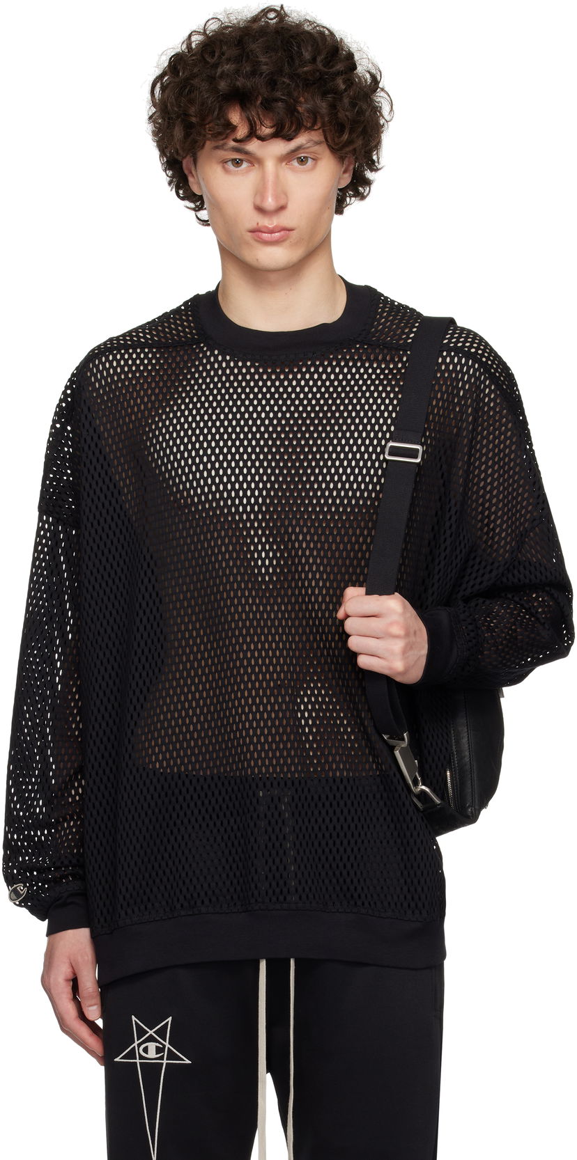 Dukserice Rick Owens Rick Owens Champion Edition Jumbo Mesh Sweatshirt Crna | CM01E1670 CHONET MESH