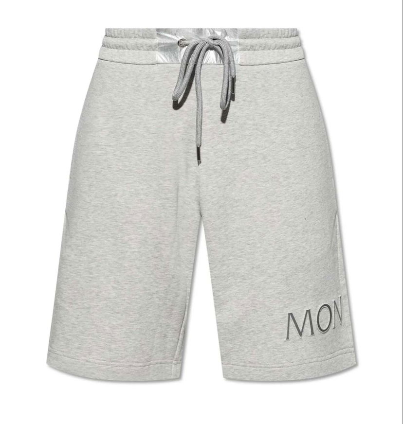 Kratke hlače Moncler Logo Embroidered Drawstring Shorts Siva | i20918h0000189a2l 986