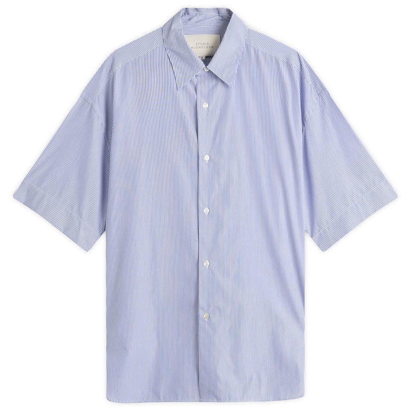 Košulja Studio Nicholson Studio Nicholson Short Sleeve Shirt, Striped Plava | SORONOSNM-883-BLW