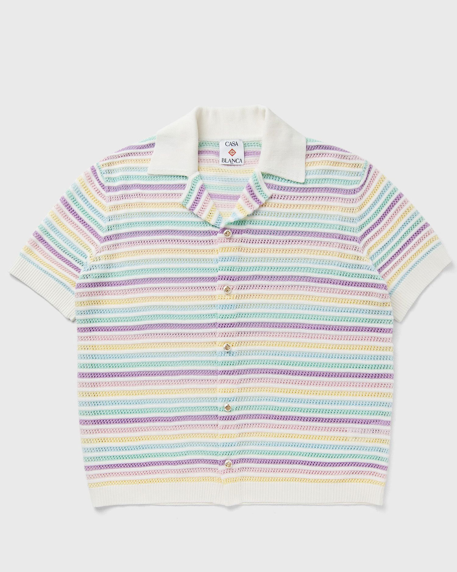 Polo majica Casablanca Crochet Knit Striped Polo Shirt Višebojno | M-AW25-KW-1097-01, 0