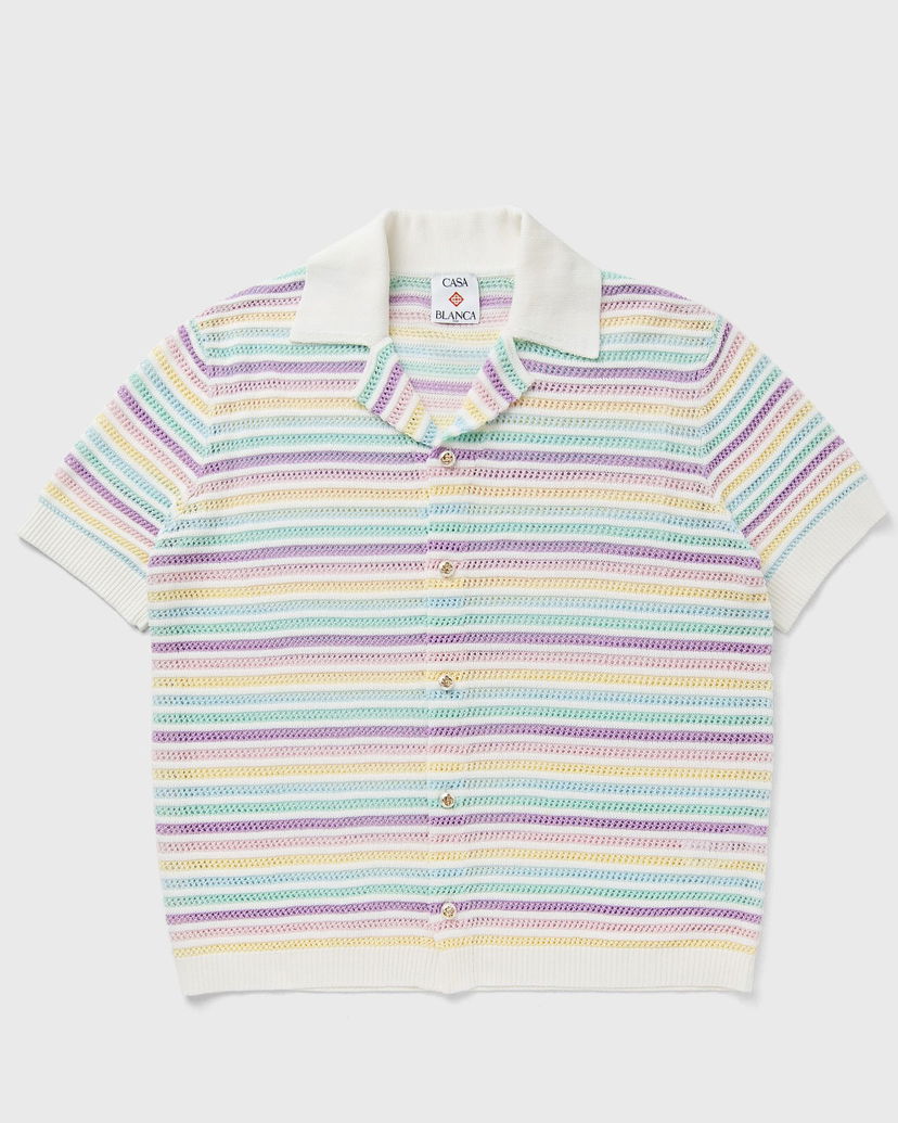 Polo majica Casablanca Crochet Knit Striped Polo Shirt Višebojno | M-AW25-KW-1097-01