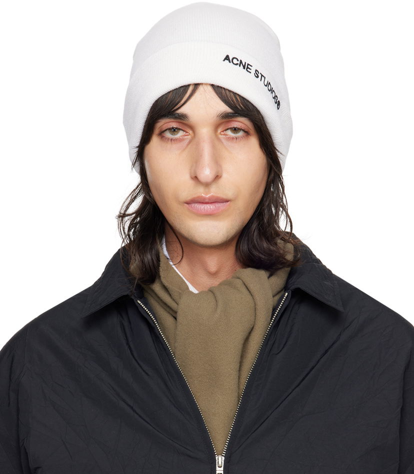 Kapica Acne Studios Embroidered Beanie Bijela | C40334-