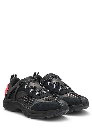 Odjeća BOSS Signature Mesh and Suede Trainers Crna | 50536259