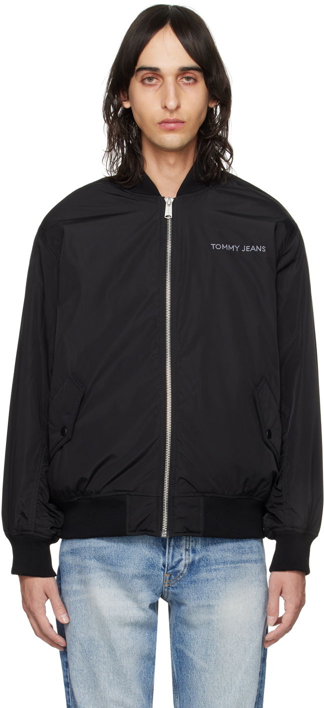 Jakna Tommy Hilfiger Tommy Jeans Black Embroidered Bomber Jacket Crna | DM17879 BDS