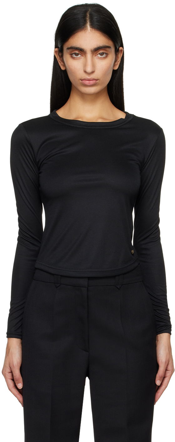 Majica kratkih rukava Anine Bing Jane Long Sleeve T-Shirt Crna | A-08-4408-000