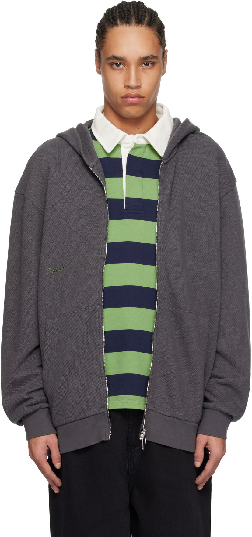 Dukserice Palmes Palmes Waffle Zip Hoodie Siva | P20-0033-888