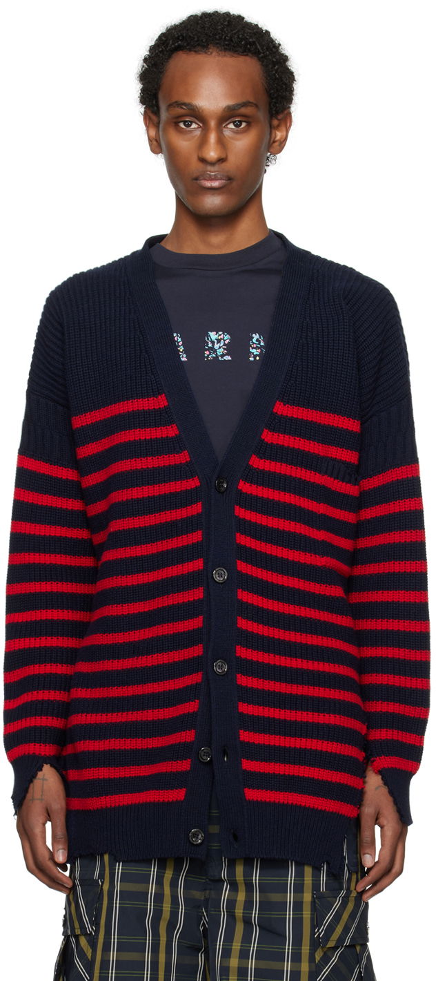 Džemper Marni Stripe Cardigan Crvena | CDMG0127Q0 UFC532
